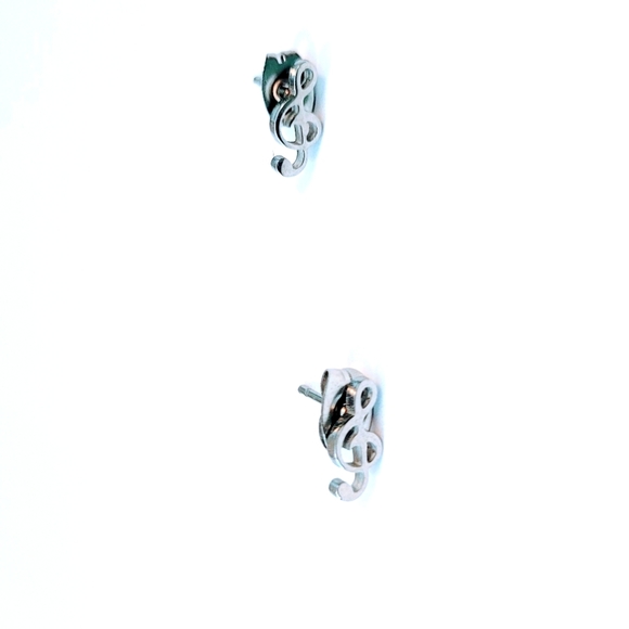 Set of music 🎼 note shaped stainless steel earrings with push backings - Picture 3 of 3